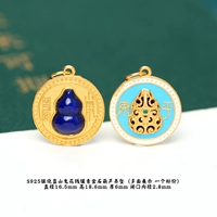 Золотой кулон из серебра 125 # с инкрустацией лазурита и деньгами-призраком