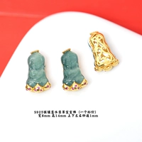 79# серебряная инкрустация из синего водного нефрита Младенец Будда через отверстие