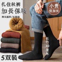 Stockings Mens winter pure cotton high tube thickened and velvet warm winter mens extended tube autumn and winter stockings