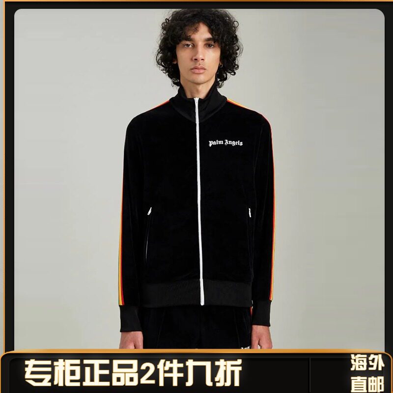 (Official website Spot) PALM ANGELS side rainbow striped webbing men and women casual sports jacket jacket