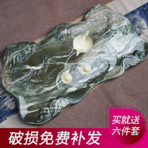 Natural jade tea tray set Tea set Household stone large tea sea high-end simple Kung Fu tea Wu Jinshi tea table