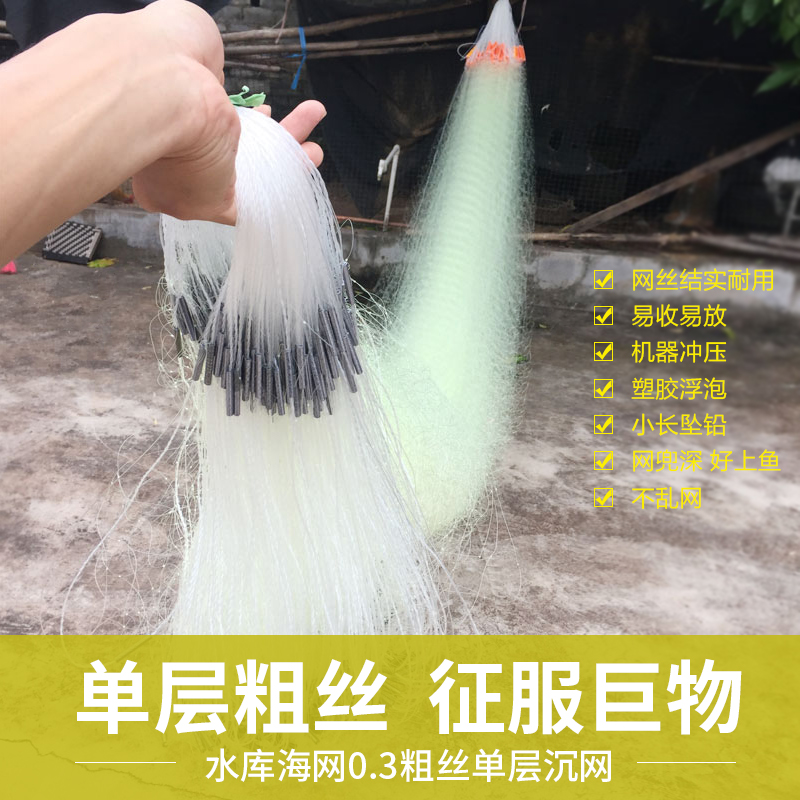 Imported Silk Fishnet Monolayer Plus Coarse Accented Sticky Web Sink Mesh Feet Lead Mesh Pendant Deep Water Screen Slime Nets Grass Fish Big Fish Net