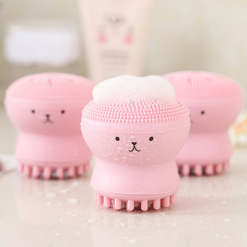 Small octopus face wash brush artifact double head silicone cleanser soft hair cleaning pores face blackhead manual Korean