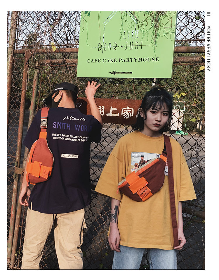 Thương hiệu hip hop thủy triều nguyên bản quốc gia in xu hướng túi đeo vai nam 蹦 di túi Messenger túi ngực túi nam và nữ - Túi của con người túi xách nữ juno