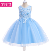 Child Stars Glitter 2022 Summer Princess Gown Flower Girl Mesh Yarn New Fluffy Skirt Girl Dress Child Dress