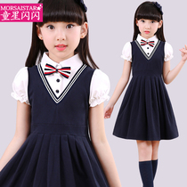 Girls Dress Summer Childrens knitted dress Little girl foreign princess dress Female big boy college style dress Summer dress