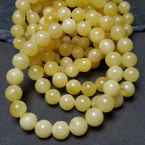 Baltic Sea natural amber raw ore new beeswax gold twisted honey Russian material white flower round bead bracelet 8-10 mm