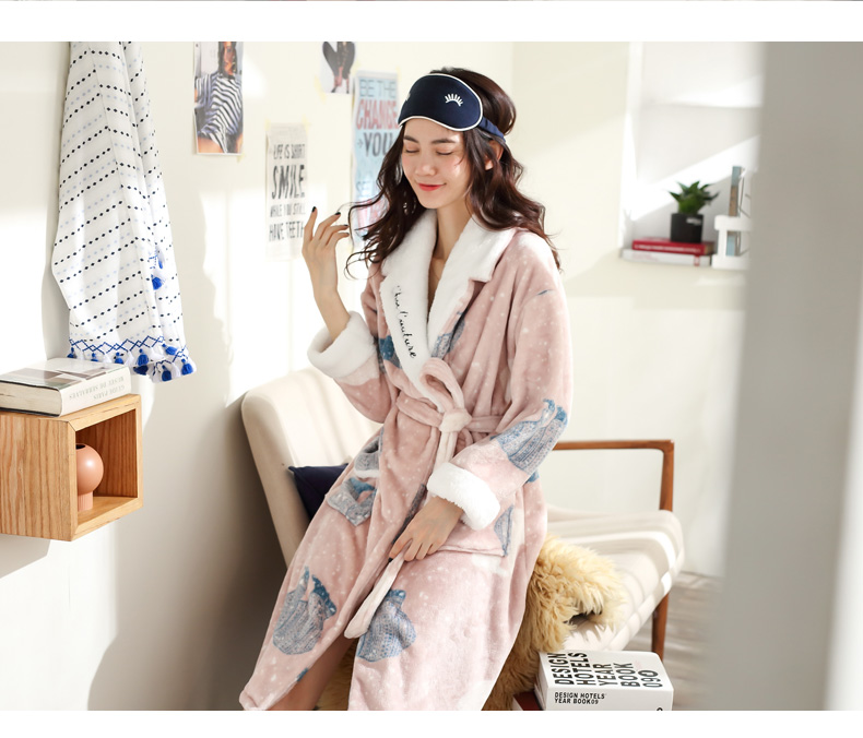2019 áo ngủ mới nữ mùa đông san hô nhung dày dày đoạn dài đồ ngủ flannel phụ nữ mùa thu và mùa đông áo choàng dài mùa đông - Night Robe đồ ngủ trẻ em