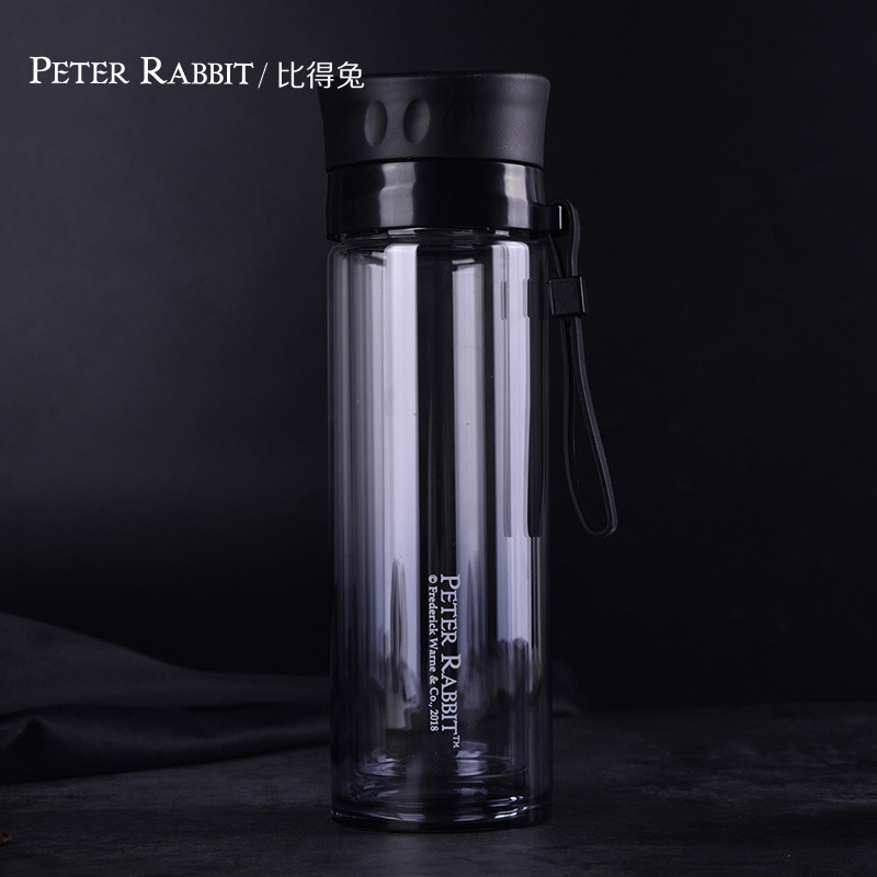 British BYD Rabbit water cup Star Diamond water cup Double tea partition heat-resistant glass Portable water bottle with rope