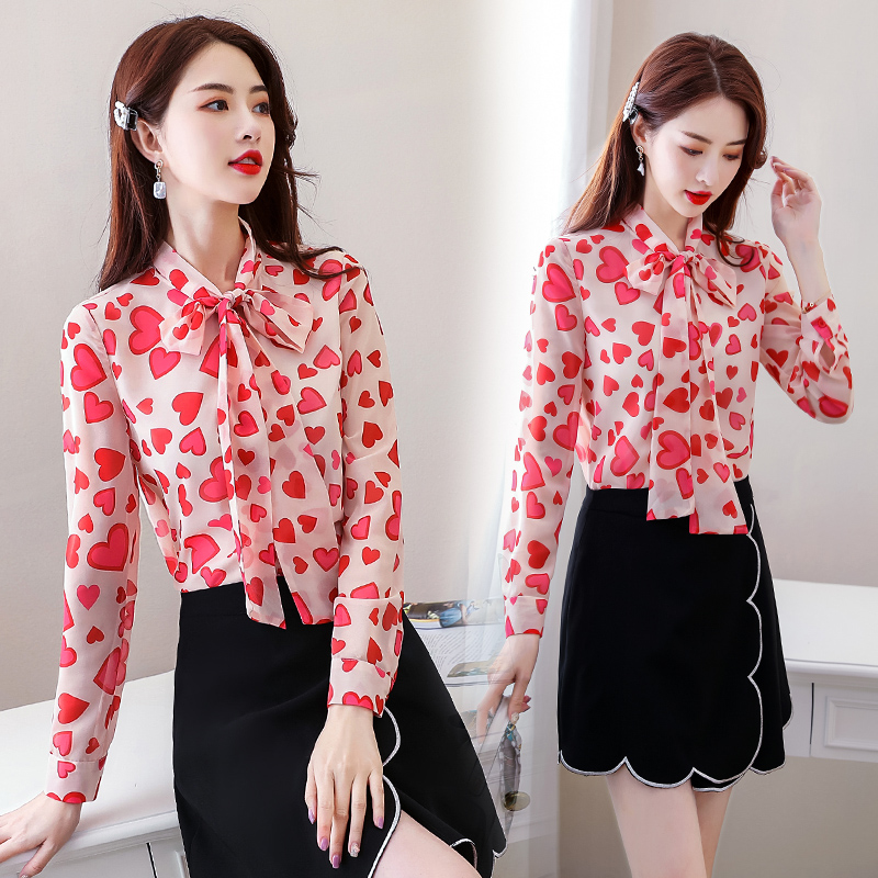 2023 Spring and Autumn New Long - sleeved Retro Love Leaf Butterfly Clothing Care Career Shirt Shirt Tide