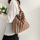 Lazy style knitted cloth bag women's large capacity bag 2024 new summer striped contrast color literary shoulder bag handbag