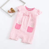 Summer dress female baby short ha clothes infant cotton climbing clothes newborn jumpsuit foreign wear young children 0-1 years old