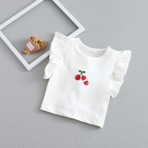 Baby girl cotton T-shirt baby wearing foreign coat baby baby Summer thin short sleeve vest 1-3 years old Princess White