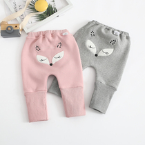 Baby big pp pants baby wear plus velvet Haren pants girls casual trousers cotton butt autumn and winter 0-3 years old 2