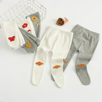 Female baby spring and autumn leggings socks infants and young cotton big pp pants 0-2 years old thin ass foreign air Korean version 1