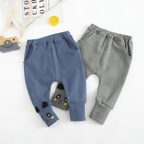 Boys wearing trousers for infants and young children casual cartoon cotton open pants baby 0-3 years old big ass cute Spring and Autumn 2
