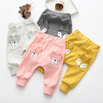Spring and autumn male and female baby cotton casual big pp pants baby wearing Haren pants baby pants baby pants 0-3 years old 2