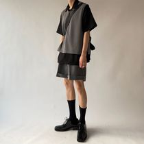 (N A) Premium Shirt Mens Short Sleeve Summer Casual Shirt Jacket Loose Tide ins Short Sleeve Top Set