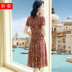 Váy voan trung niên và ngắn tay nữ 40-50 tuổi 60 mẹ mùa hè đầm gạc váy hoa Một chiếc váy dài chữ - Quần áo của mẹ quần áo tuổi trung niên Quần áo của mẹ