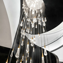 Compound building revolving stair chandelier post modern water drop living room lamp creative personality leaping Villa light luxury lamp