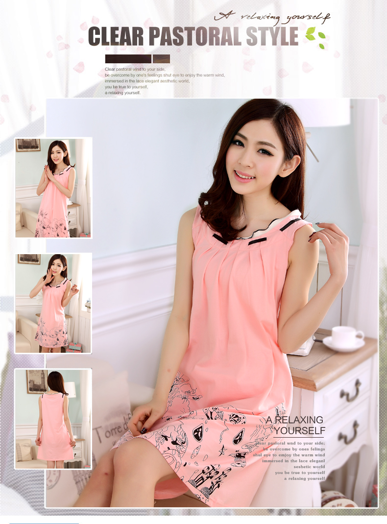 Đặc biệt hàng ngày mùa hè Hàn Quốc nightdress ladies bông ngắn tay áo XL vest đồ ngủ mùa hè không tay dịch vụ nhà