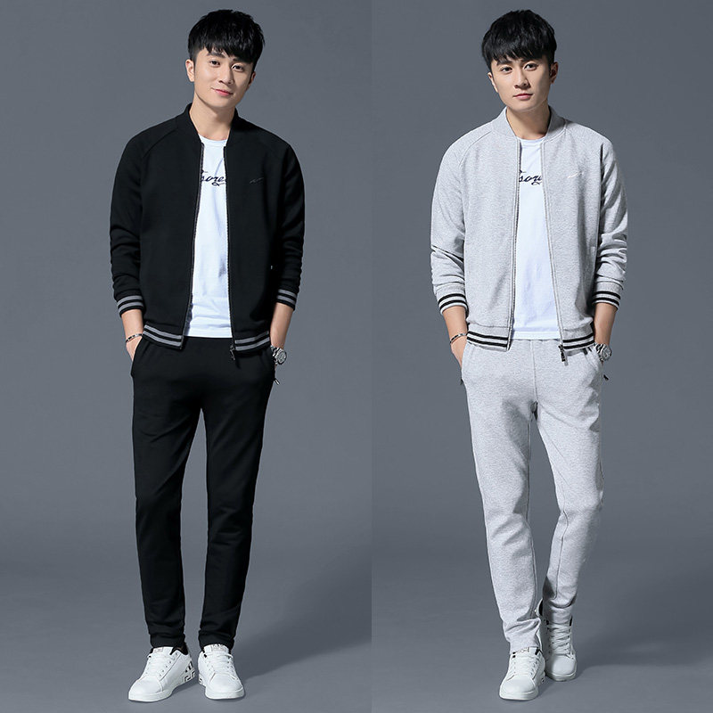 青少年三件套时尚潮流运动套装男春季2018韩版春秋装休闲卫衣男装