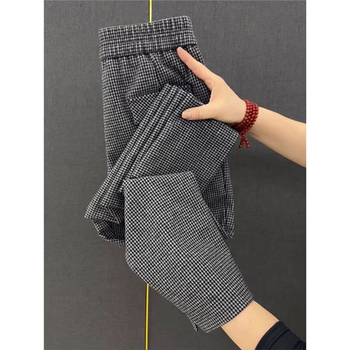 Hot style houndstooth plaid casual pants for early spring Hot style houndstooth plaid casual pants for early spring