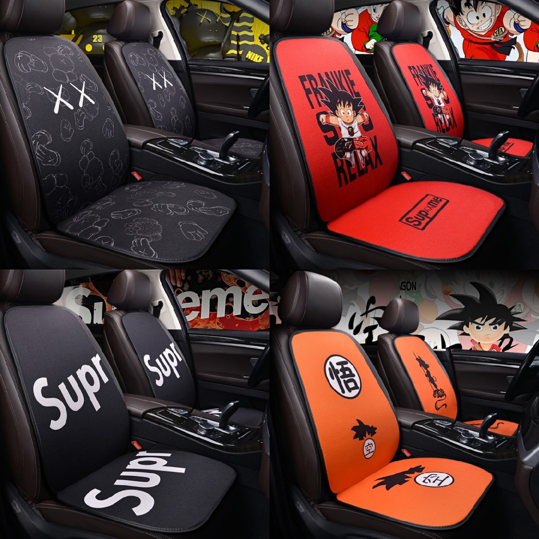 Kaws cartoon car seat cushion summer cool cushion creative net red seat cushion three-piece set Dragon Ball Wukong breathable seat cover