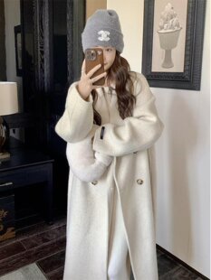 Өсвөр насныханд зориулсан 2 талт ноолууран пальто, өвлийн урт ноосон хүрэм, зузаан, дунд зэргийн урт, өндөр чанартай загвар