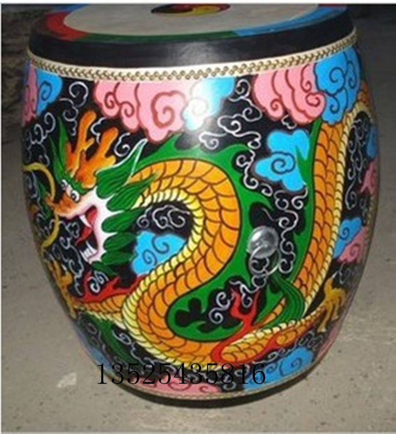 Manufacturer Direct Marketing Handmade Painted Drum Green Flower Porcelain Drum Hall Drum Warfare Drum Bull Leather Big Drum China Dragon Drum 