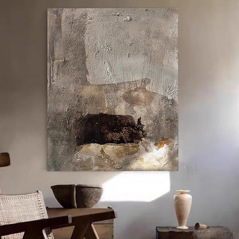 Purely Hand-Painted Oil Painting "Seven Paintings" in Wabi-Sabi Style, Textured Abstract Painting for Entryway, Living Room Background Wall, Floor-Standing Decorative Painting Purely Hand-Painted Oil Painting "Seven Paintings" in Wabi-Sabi Style, Textured Abstract Painting for Entryway, Living Room Background Wall, Floor-Standing Decorative Painting