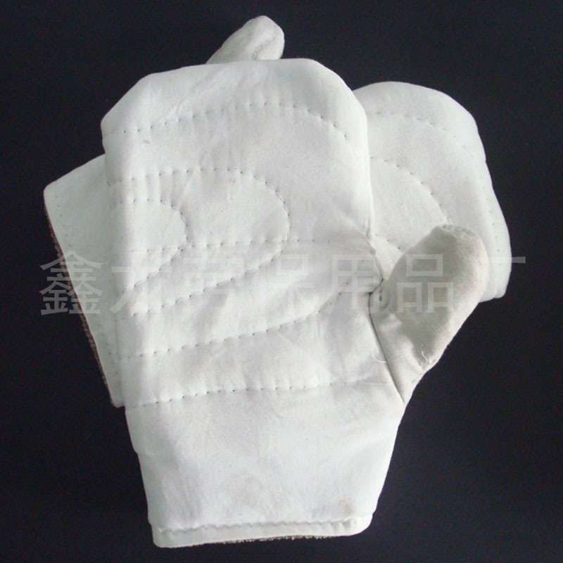 Thickened Pure Cotton Gloves Ba Palm Hand Stuffy Kitchen Oven High Temperature Resistant Heat Insulation Anti-Burn Barbecue Labor Protection Gloves