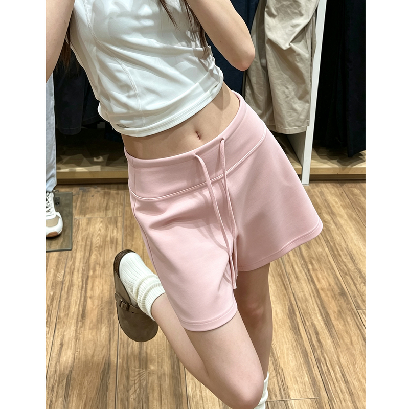 Pink Three-Quarter Shorts for Women, Summer 2026 New Model, Modal Fabric, Casual American-Style Wide-Leg A-Line Sports Hot Pants Pink Three-Quarter Shorts for Women, Summer 2026 New Model, Modal Fabric, Casual American-Style Wide-Leg A-Line Sports Hot Pants