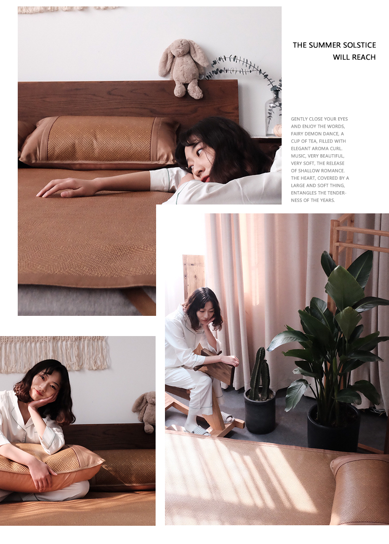 Giường 1.8m ghế mây mặt mat mat gấp băng lụa 1,2 1,5 m đơn hoặc kép phụ ba mảnh thảm mùa hè - Thảm mùa hè chiếu điều hòa cao su non cho bé