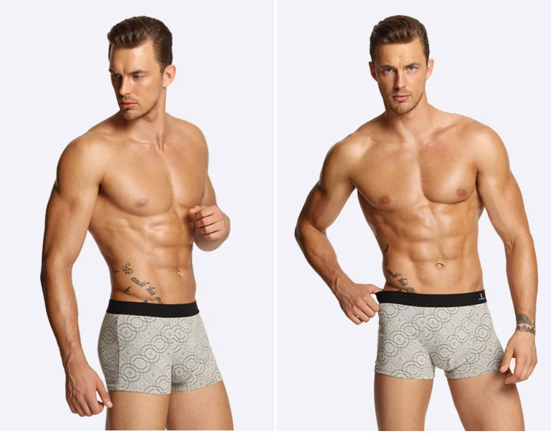 Quần lót Playboy Quần đùi nam Boxer Stretch Cotton Boxer Thanh niên Mid Mid Quần short quan sip