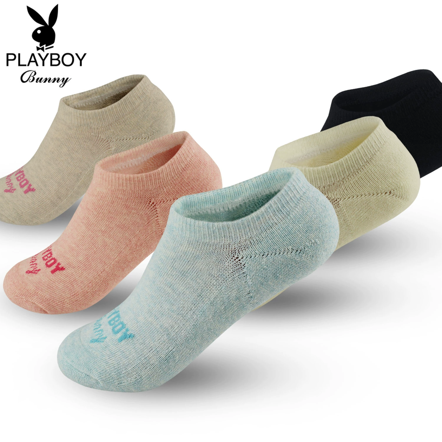 Playboy khăn vớ phụ nữ vớ thuyền mùa xuân bông tinh khiết vớ bông cotton thoải mái đáy cạn miệng vô hình phụ nữ vớ - Vớ sợi tre