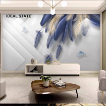 Nordic creative feather sofa wallpaper 8d TV background wall wallpaper living room Film and Television Wall cloth 3d5d seamless mural