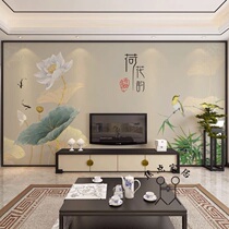 8d new TV background wall wallpaper fashion Lotus murals 5d three-dimensional atmosphere simple and warm film and television Wall Wall cloth