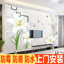 Living room atmosphere modern minimalist TV background wall wall cloth mural whole 3d5d8d three-dimensional wallpaper new wall cloth