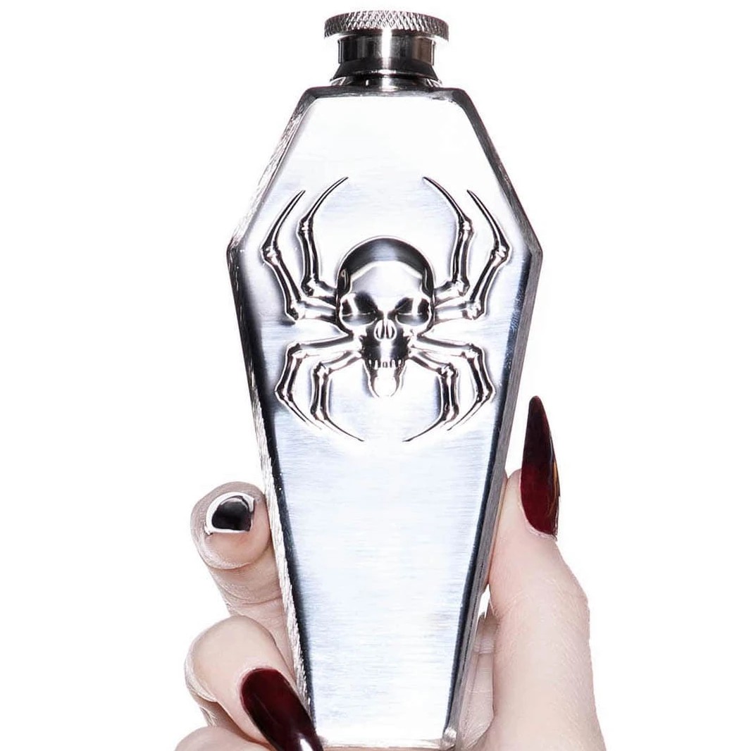 Spot dark Black Wind cosplay Gothic Deadly coffin spider Skull Wine Bottle Portable Mini Wine Pot-Taobao