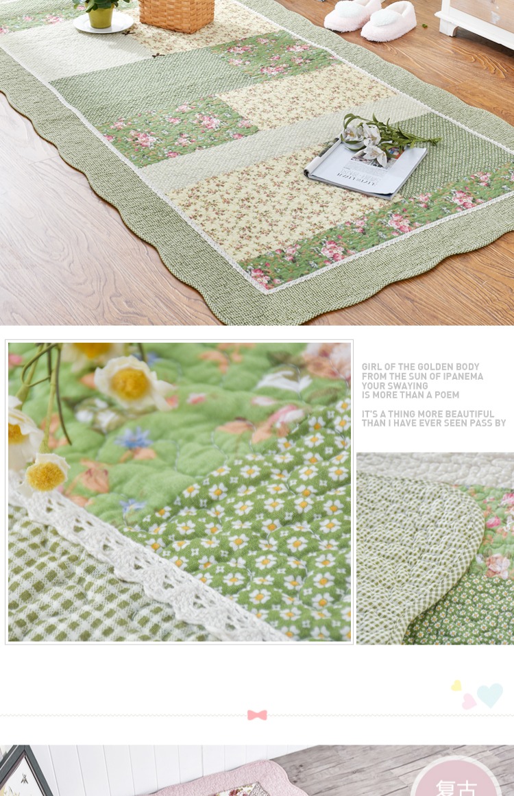 Bông cotton nhà hình chữ nhật Vườn phòng ngủ Hàn Quốc Thảm trải giường đầu giường Máy giặt có thể giặt được - Thảm thảm lông