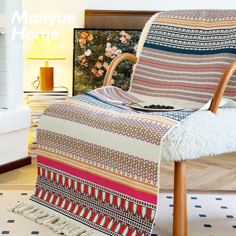 Manyuejia Vintage Cotton and Linen Retro Style Sofa Cover Living Room All-Season Sofa Cushion Seat Pad