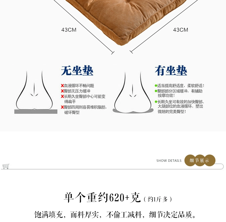 Đầy đệm vải dày ghế văn phòng mat đệm ghế sàn đệm tatami sinh viên lớp học - Ghế đệm / đệm Sofa