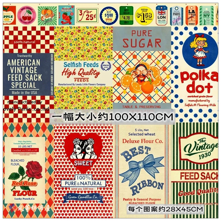 Special Offer! Japanese Imported Printed Cotton Fabric - Lovely Panic Cute Style Pattern Fabric for Handmade Patchwork