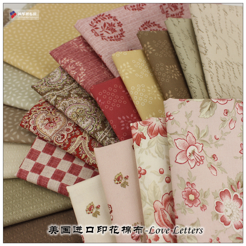 American Imported Printed Cotton Fabric - Lover Letters Handmade DIY Patchwork Fabric