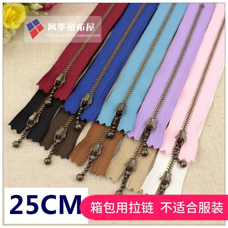 YKK3#Metal teeth closed zipper Classic water drop head zipper (for bags) Bronze teeth 25CM