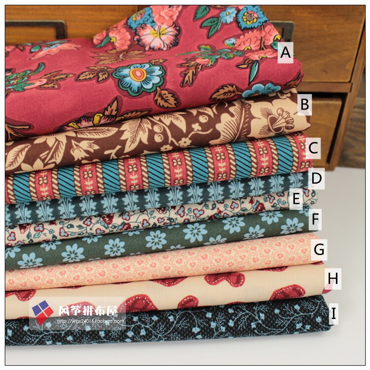 American imported Rovanrowan printed cotton fabric handmade DIY fabric retro wind-red 1/4 yards