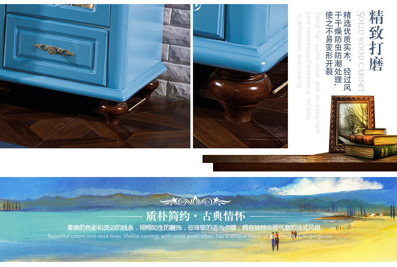Lin Yue Địa Trung Hải bàn cà phê TV kết hợp tủ set phòng khách bộ hoàn chỉnh của nội thất sân vườn tủ rượu tủ gỗ rắn tủ TV
