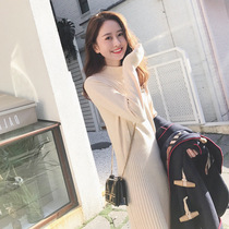 2021 New with overcoat long skirt with a base long knitted sweater over the knee temperament dress children autumn and winter