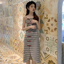 2021 new summer egg French first love super fairy son cheongsam Chinese style sling modified version of jumpsuit